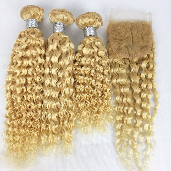 Blond Hair 613 Wefts Curly Blond Wefts