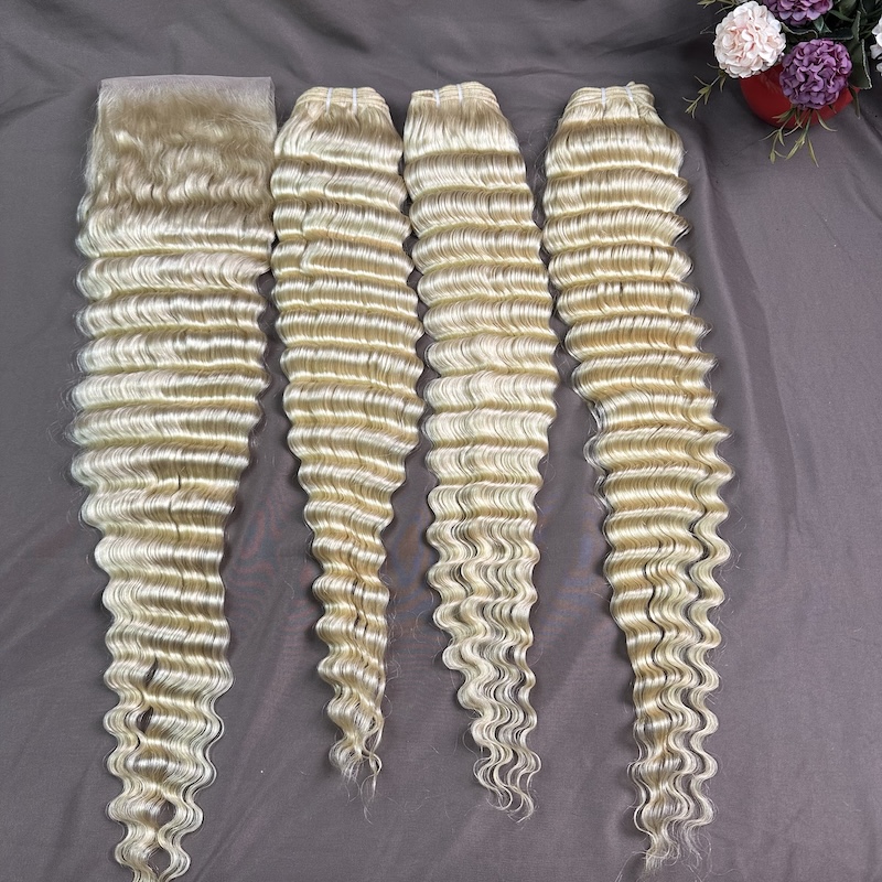 Blond Hair 613 Wefts Deep Wave Blond Wefts