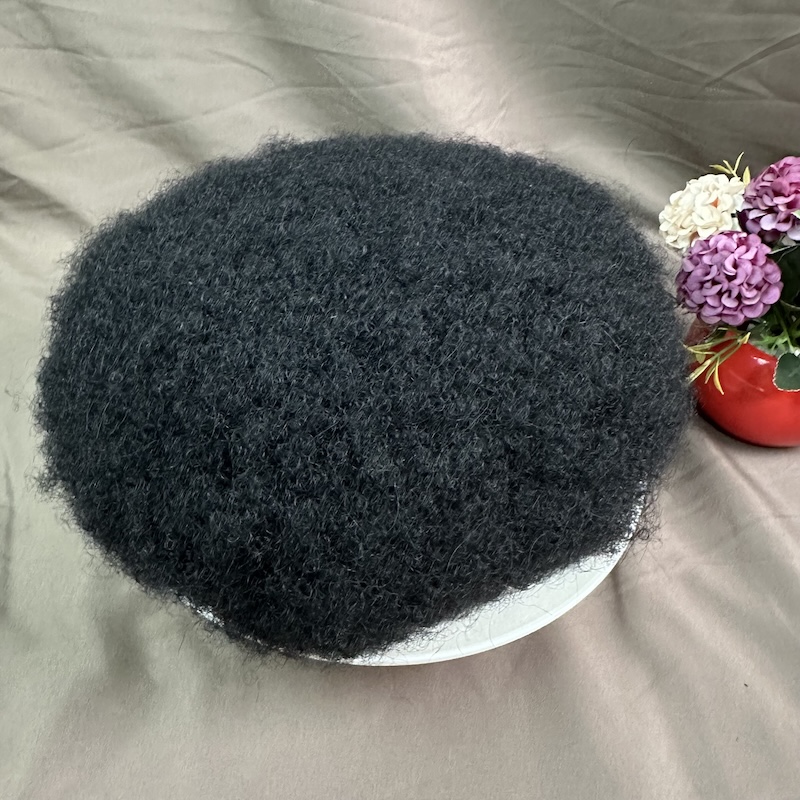 Poly Base Men Hair System 8x10 Inch #1 Color 4mm Afro Curl