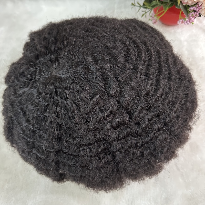 4mm Wavy Mens Toupee Lace Hair Replacement System