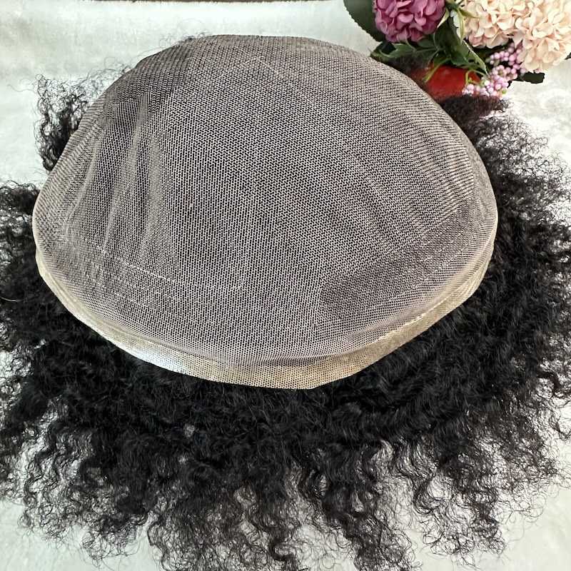 4mm Wavy Mens Toupee Lace Hair Replacement System