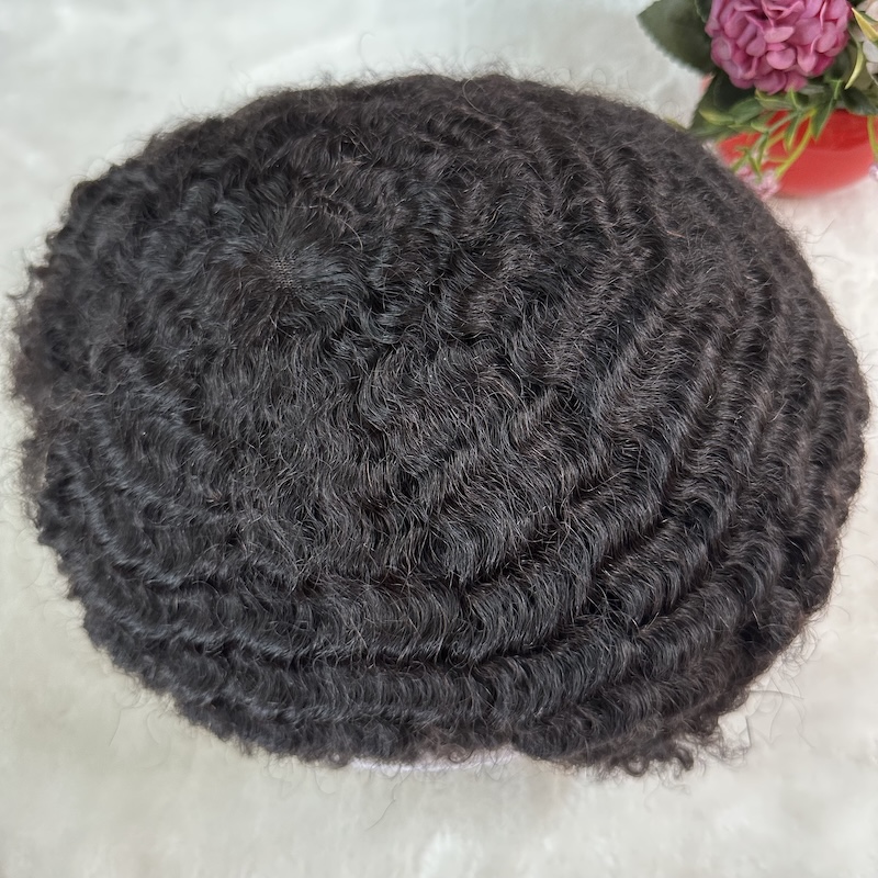 8mm Wave Mens Toupee French Lace Human Hair Replacement System 1B Color