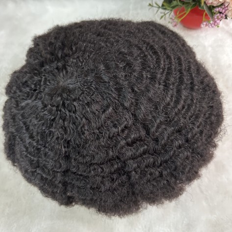 4mm Wavy Mens Toupee Lace Hair Replacement System