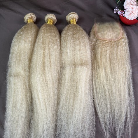 613 Kinky Straight Human Hair Bundles 20 Inch