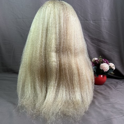 20 Inch Piano Blonde Kinky Straight U Part Wig Raw Human Hair