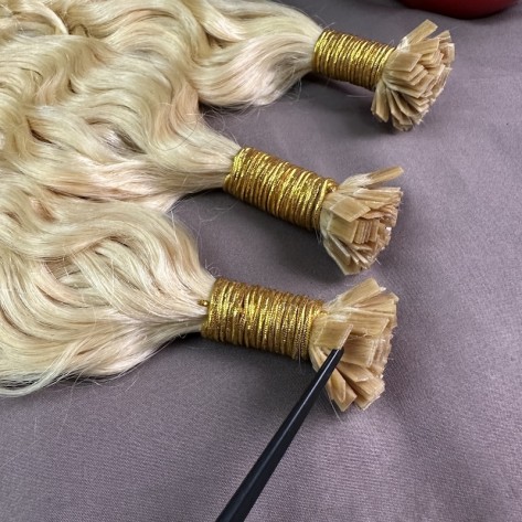 22 Inch 613 Blonde Loose Wave K-tips Hair Extensions Raw Human Hair